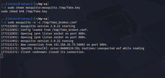Fake broker terminal showing disconnection