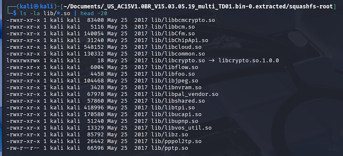 Directory listing of shared libraries in lib folder