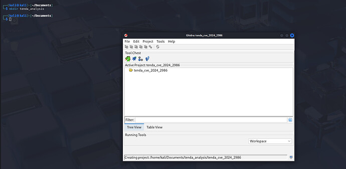 Ghidra project creation dialog