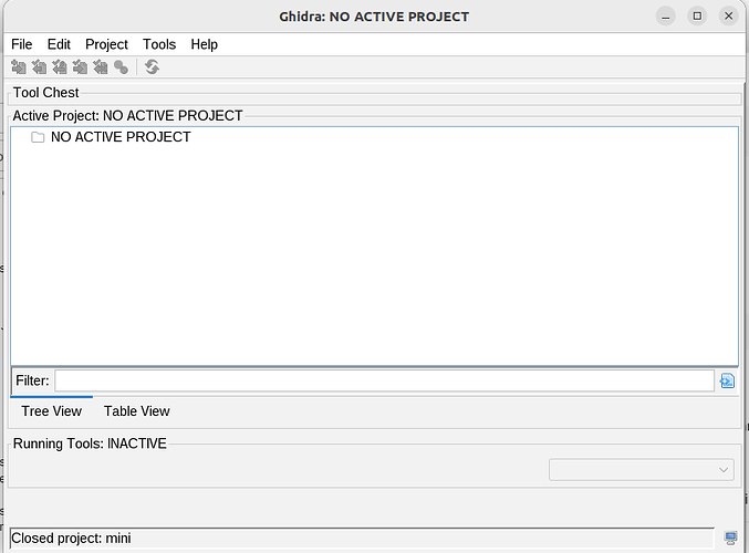 Project Manager screen